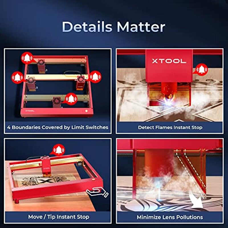 XTool D1 Pro 10W Laser Pengukir Laser Alat Mesin Pemotong Ukiran dengan RA2 Pro 4-In-1 Rotary DIY Cutter Portable Cortadora