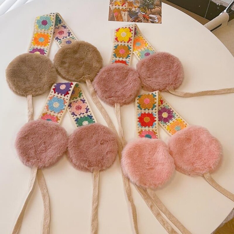 Earmuffs de malha à prova de vento para homens e mulheres, Crochet Flower Headband, Mantenha o ouvido quente