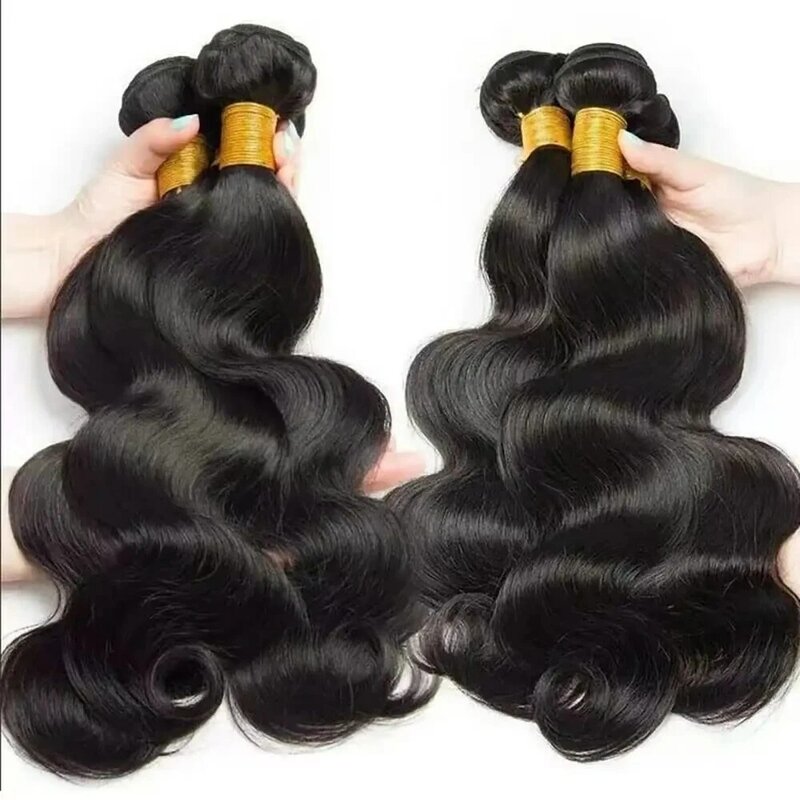 Mechones de cabello humano ondulado para mujer, extensiones de cabello brasileño, ondulado, 3/4 mechones, virgen, Remy, 28"