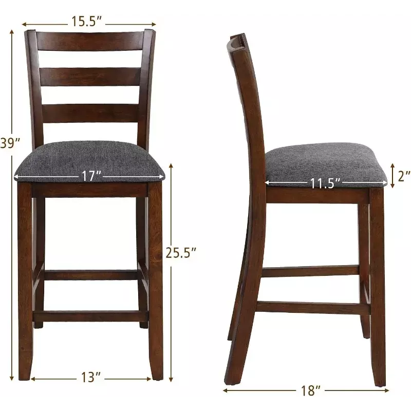 Bar Stools Set of 4, 25.5” Counter Height with Back, Upholstered for Kitchen Island Restaurant,