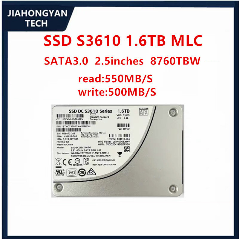 Originele Ssd Voor Lntel S3610 800G 1.6Tb Sata 2.5-Inch Mlc Ssd