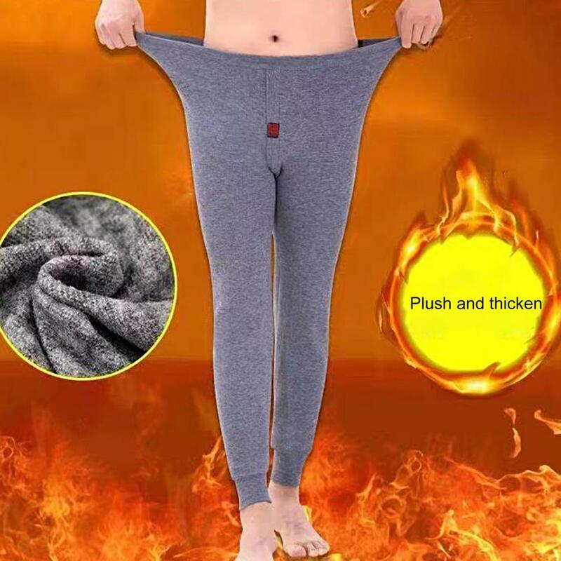 Comfortable Men Tights Skin-touch Base Layer Pants Anti-pilling High Stretch Plush Pants Leggings  Keep Warm