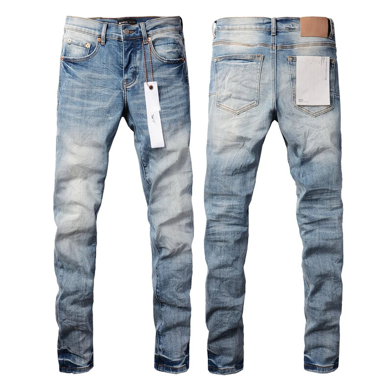Ungu ROCA merek Jeans Fashion kualitas tinggi jalan biru Patch mode kualitas tinggi perbaikan rendah naik celana Denim kurus