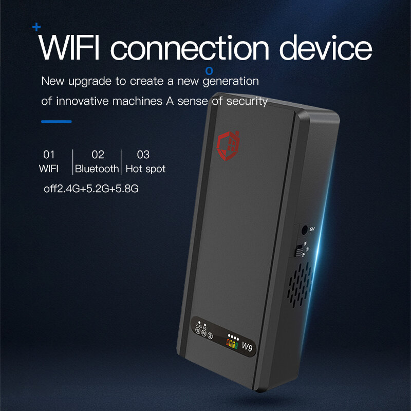 W9 portátil de alta potência WiFi Data Interface, Impedir o telefone móvel de se conectar a WiFi Hotspot, Bluetooth