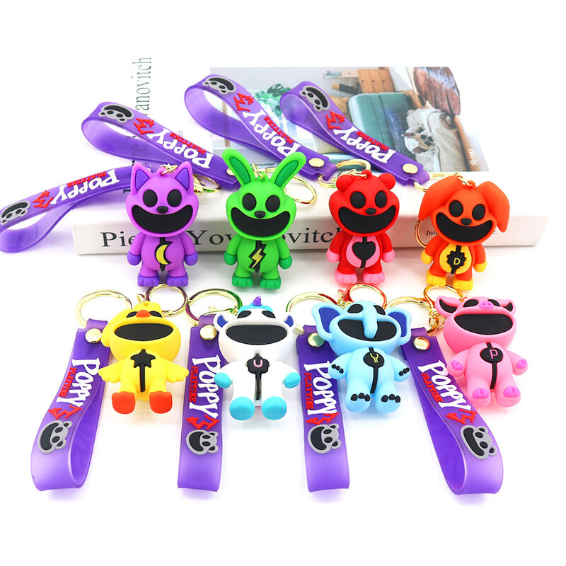 Game Smiling Critters keychain Cartoon Hopscotch Catnap Bearhug Key Chain For Men Women Backpack Pendant Keychain Gift for Kids