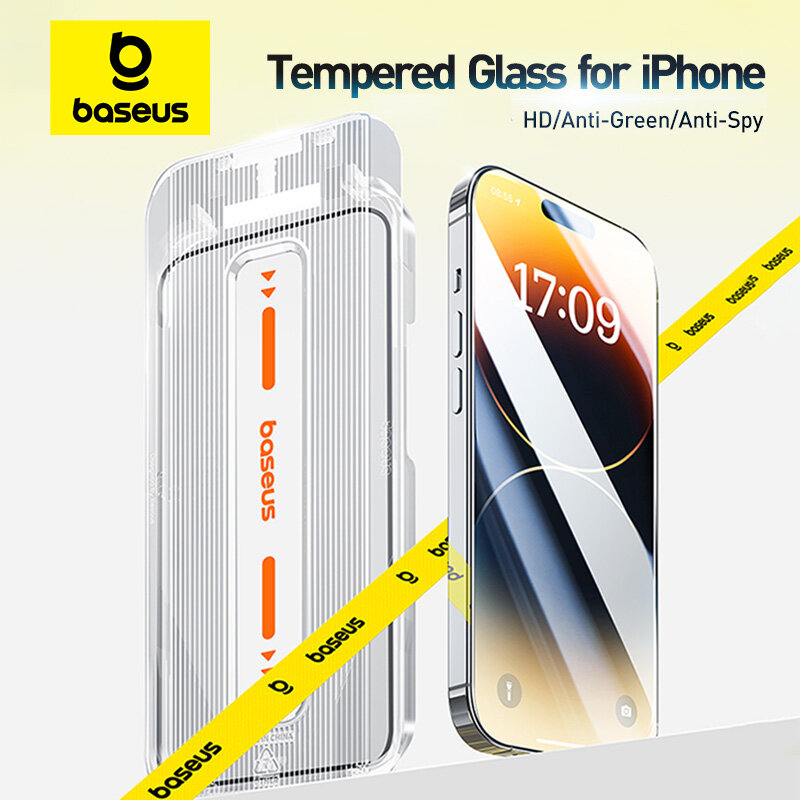 Baseus-Protector de pantalla para iPhone, cristal templado antiespía, protección completa para iPhone 15, 14, 13 Pro Max, Corning