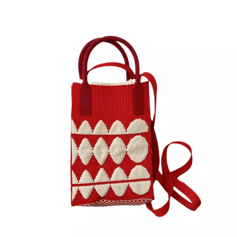 2023 корейский стиль, яркие цвета, мини-сумка, оптовая продажа, вязаная сумка через плечо с геометрическим дизайном, дорожная сумка-тоут, кошелек