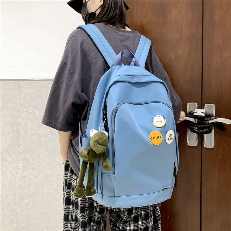 Уплотненная дорожная сумка, школьные сумки, модная школьная сумка, однотонный рюкзак для студентов колледжа, простой женский рюкзак, mochilas