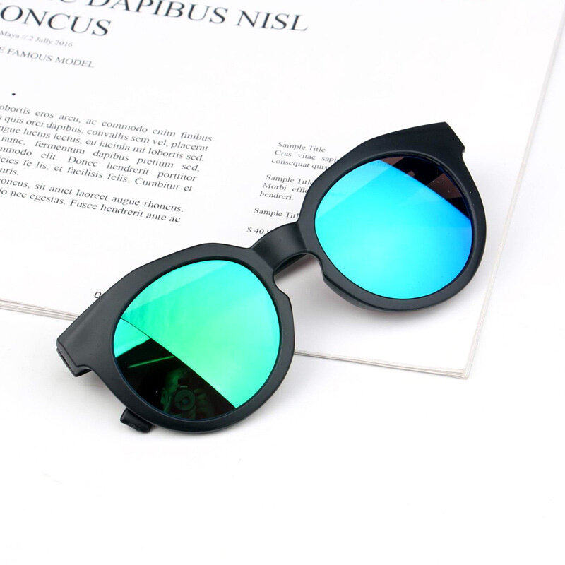 Kacamata hitam anak-anak 2023, kaca mata reflektif warna-warni anak laki-laki dan perempuan klasik Retro lucu kacamata hitam bulat UV400