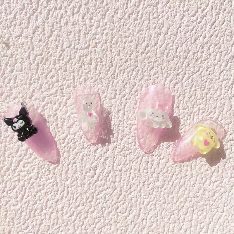 Parches de uñas postizas Sanrio Hello Kitty, Anime Kuromi MyMelody, piezas de bricolaje, accesorios de joyería, estilo dulce, juguetes de dibujos animados, regalo, 20 piezas