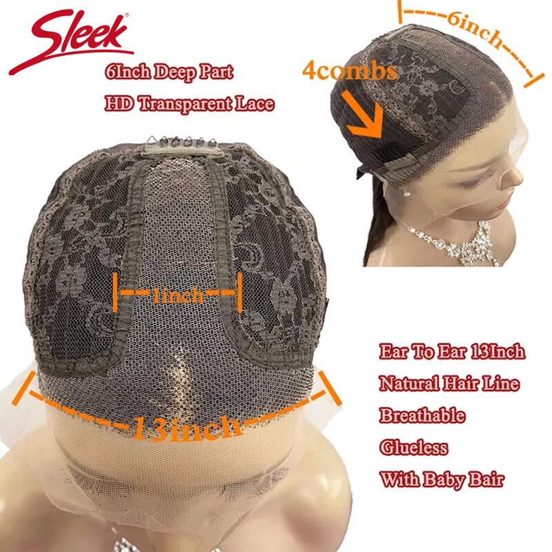 Peluca de cabello humano liso para mujer, postizo de encaje frontal 13x6x1, pelo Remy brasileño con reflejos, corte Bob