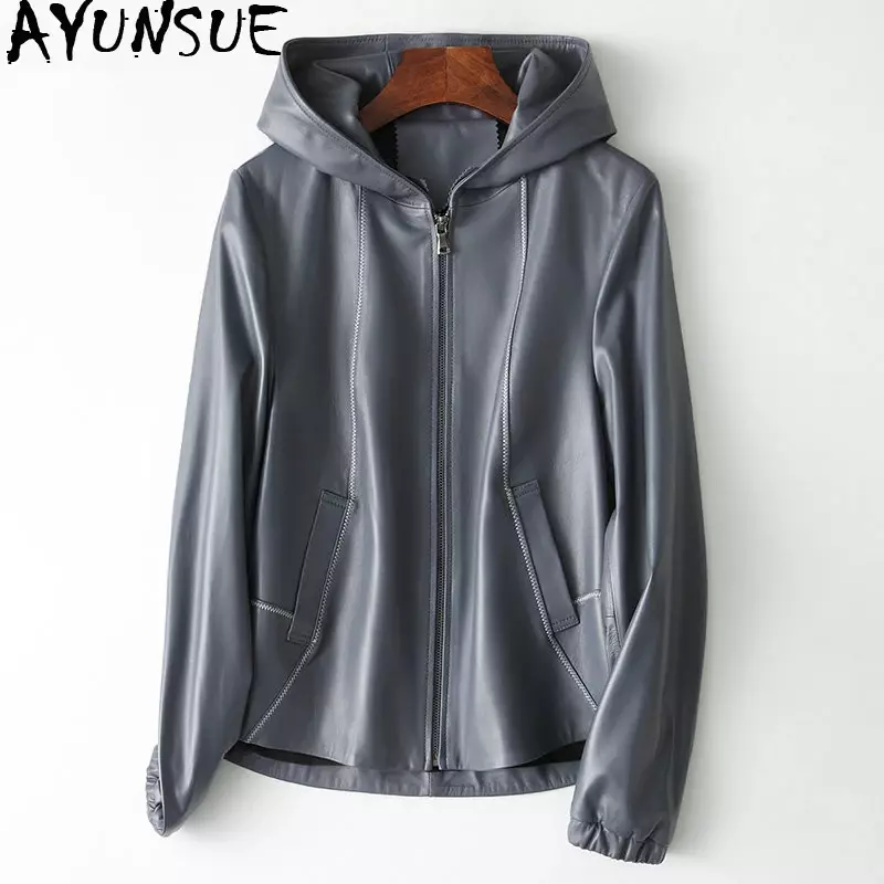 AYUNSUE-سترة جلدية أصلية 100% من جلد الغنم ، معطف ربيعي وخريفي ، ملابس نسائية ، جاكيت بيسبول كوري ، MY3853 ، 2020