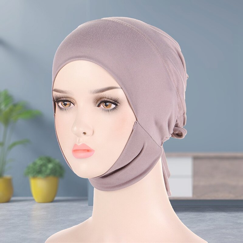 Capa completa ajustável boné interno muçulmano modal hijab caps islâmico cabeça wear underscarf osso bonnet mujer ninja muçulmano headcover