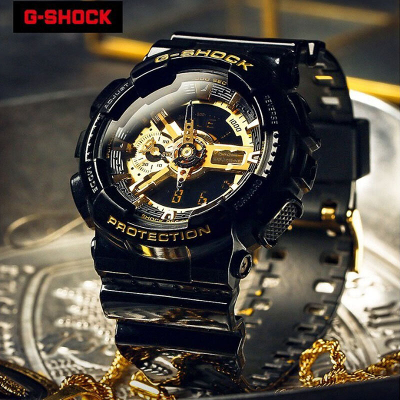 G SHOCK-Reloj de cuarzo multifuncional para hombre, cronógrafo con esfera LED a prueba de golpes, pantalla Dual, para deportes al aire libre, serie GA110