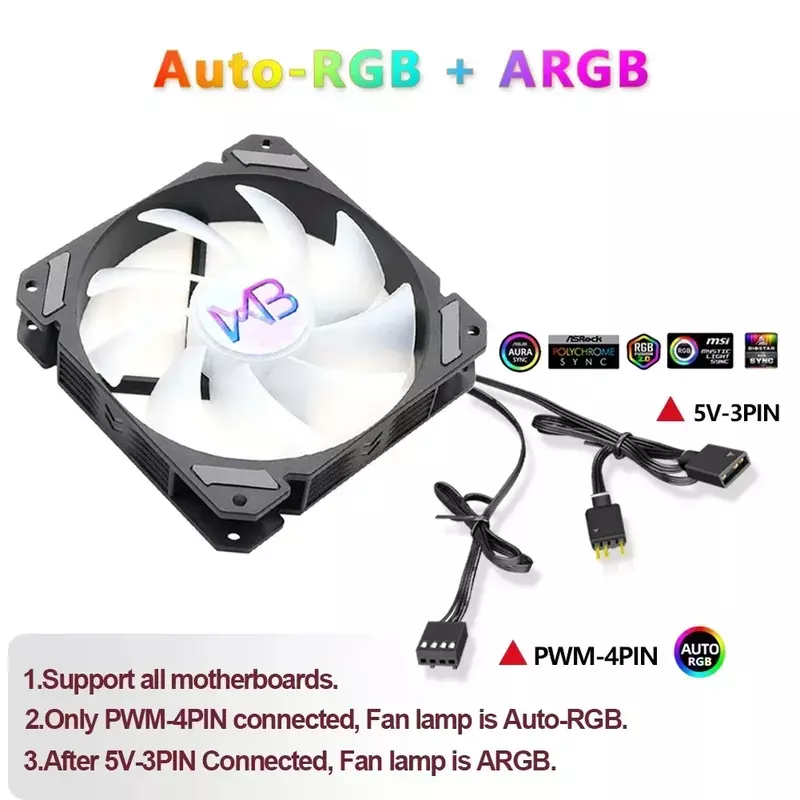 ARGB CPU Radiator Fan Low Profile Cooler Pwm 4pin 120mm LGA 1150 1151 1155 1200 1700 2011 V3 X79 X99 AM3 AM4 AM5 Ultra Slim RGB