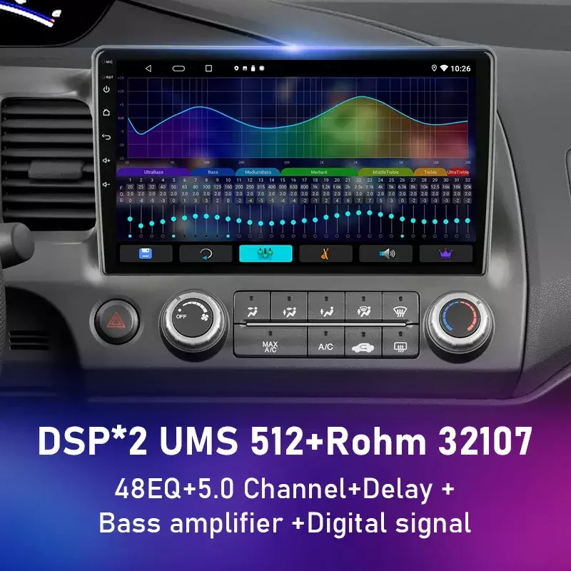 วิทยุเครื่องเสียงสเตอริโอรถยนต์ srnubi 10 "แอนดรอยด์12 CarPlay สำหรับ Honda Civic 8 2005-2012เครื่องเล่นมัลติมีเดียระบบนำทาง GPS 2 DIN 4G