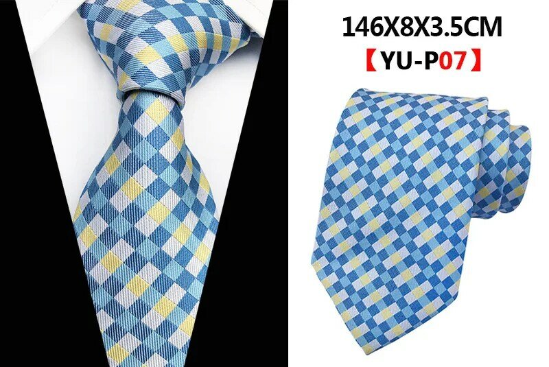 8CM Silk Striped Plaid Print Tie Men's Casual Neck Tie for Wedding Party Business Gift Accessories Classic Necktie