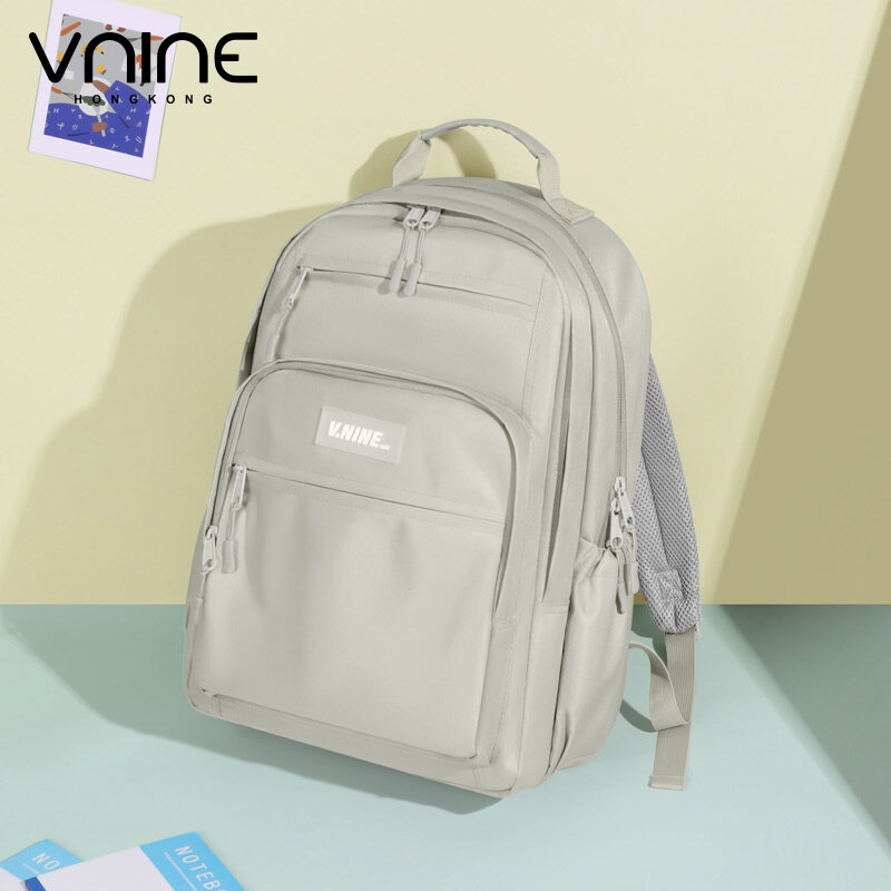 กระเป๋าเป้สะพายหลัง Vnine สำหรับนักศึกษาหญิงน้ำหนักเบาและทันสมัยขนาดกลางและ ransel anak SMA สำหรับผู้ชายผ้าใบ