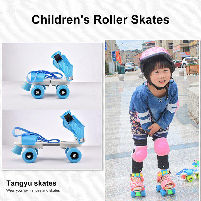 The New Adjustable Children Roller Skates Skating Flashing Sliding Inline Sneaker 4 Wheels 2 Row Outdoor Roller Skates