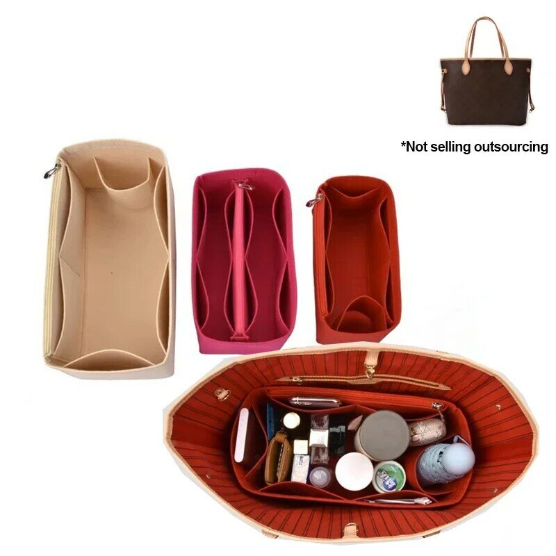 Подкладка-органайзер из войлока, подходит для NeverFull PM MM GM, войлочная тканевая вставка, сумка для макияжа, дорожный Внутренний кошелек, косметичка, сумки для мамы