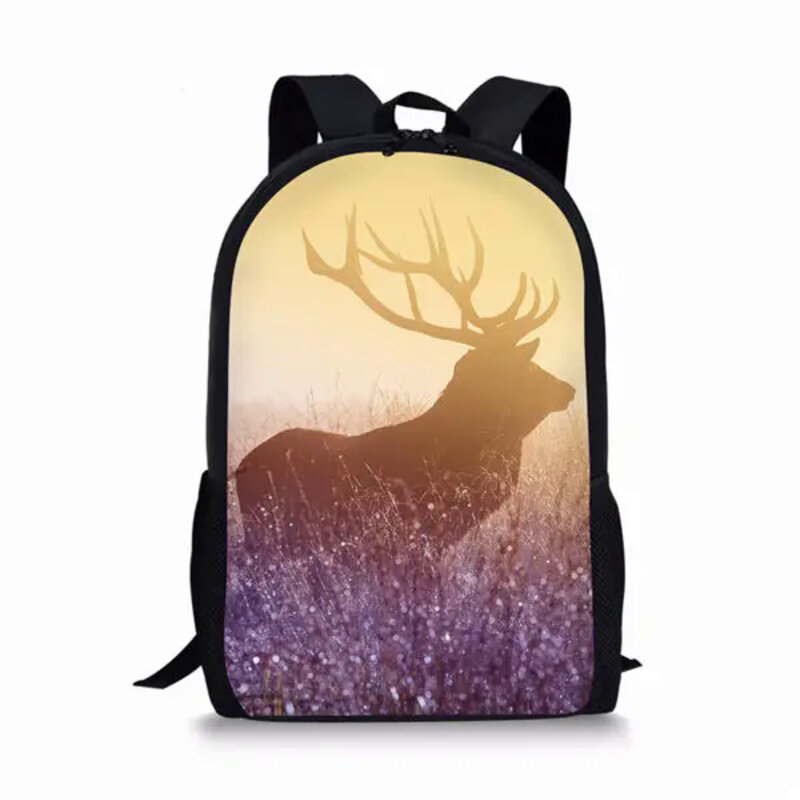 Tas punggung pola rusa hutan fantasi tas sekolah pelajar tas buku anak laki-laki anak perempuan ransel penyimpanan ransel kasual harian Remaja