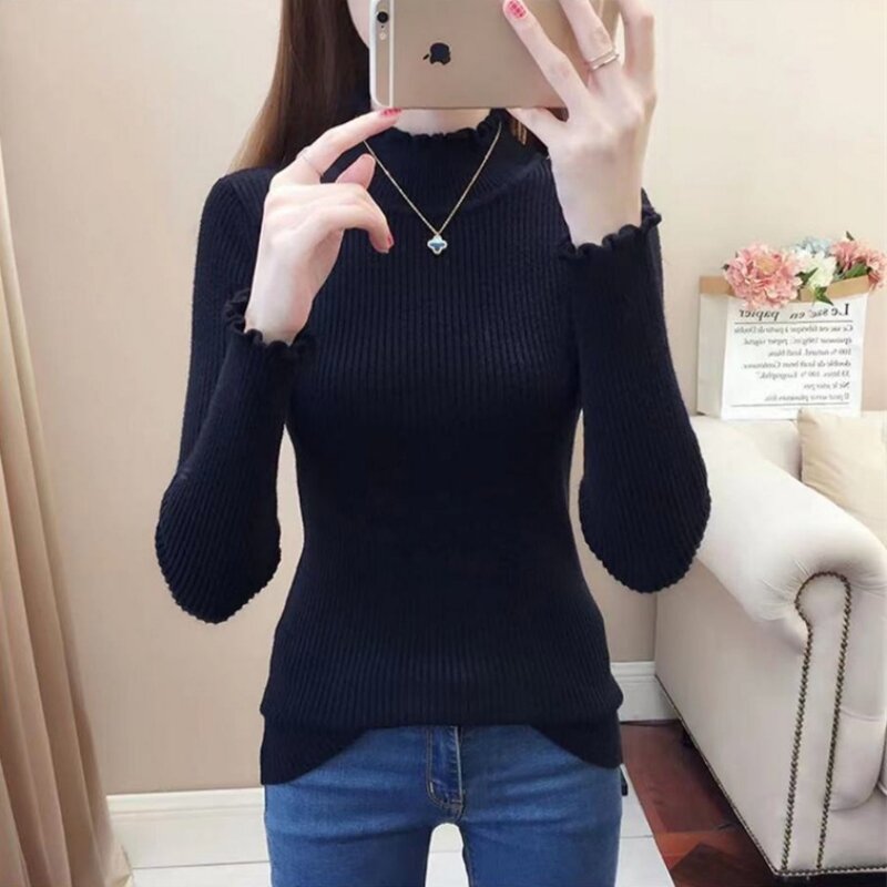 Autumn Winter Turtleneck Knitted Pullover Sweater Women All-match Soft Thick Warm Knitted Sweater 2023 Streetwear Top