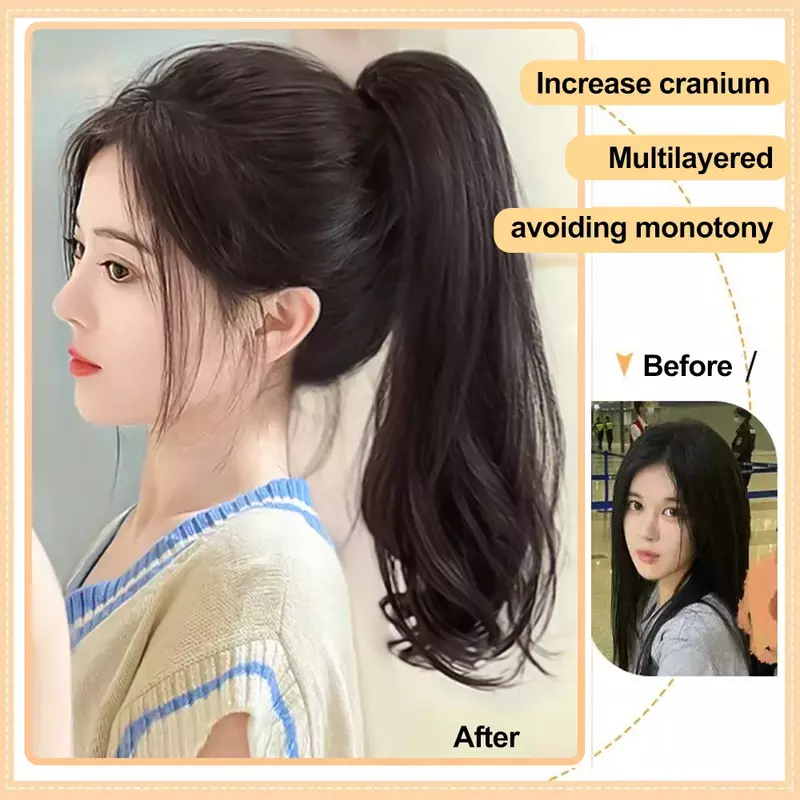 ALXNAN Synthetic Claw Clip Ponytail Natural Wavy Hair Natural Curly Hair Tail Ponny Tail For Women