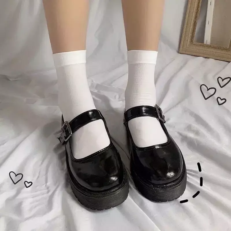Sommer dünne Samt Kalbs ocken Frauen schwarz weiß einfarbig über den Knies trümpfen japanische adrette jk Uniform Mid-Tube Socken