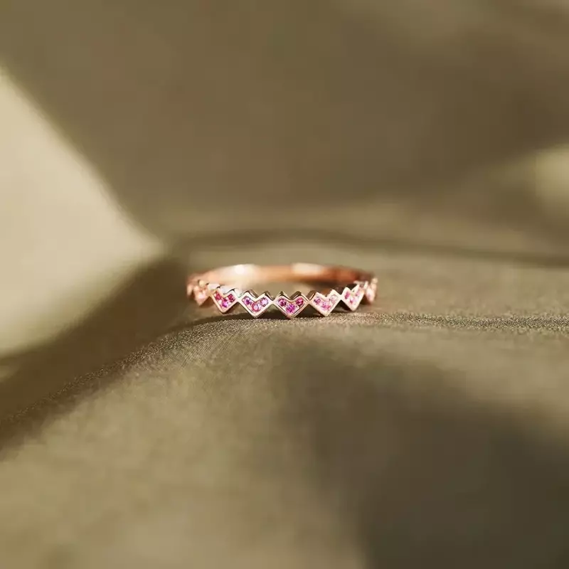Monkton-خاتم قلب من الزركون الوردي الفضي الإسترليني الحقيقي للنساء ، خاتم حب فاخر ، هدية عيد الحب ، مجوهرات الخطوبة