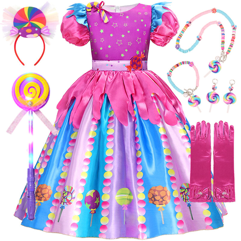 Purim Candy Prinsessenjurk Baby Meisjes Carnaval Kostuums Kinderen Bloem Eenhoorn Regenboog Kleding Purim Feestkleding 3-10 Jaar