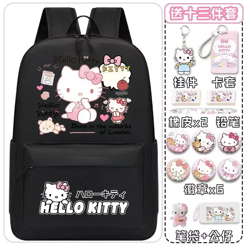 Sanrio New Hello Kitty Cartoon Schoolbag Student Female Hello Kitty Backpack Lightweight and Large Capacity
