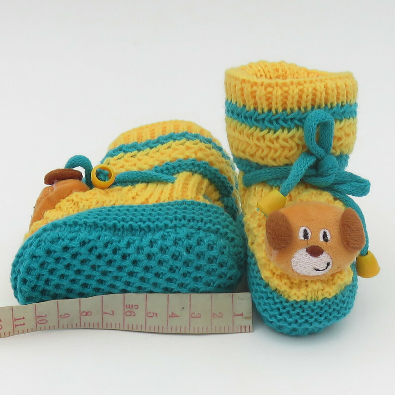 المنسوجة يدويا الصوف الدانتيل متابعة أحذية للأطفال الرضع ، الكرتون المشي الجبهة ، باطن لينة ، عالية أعلى ، الخريف والشتاء الأحذية ، 0-1 سنة طفل