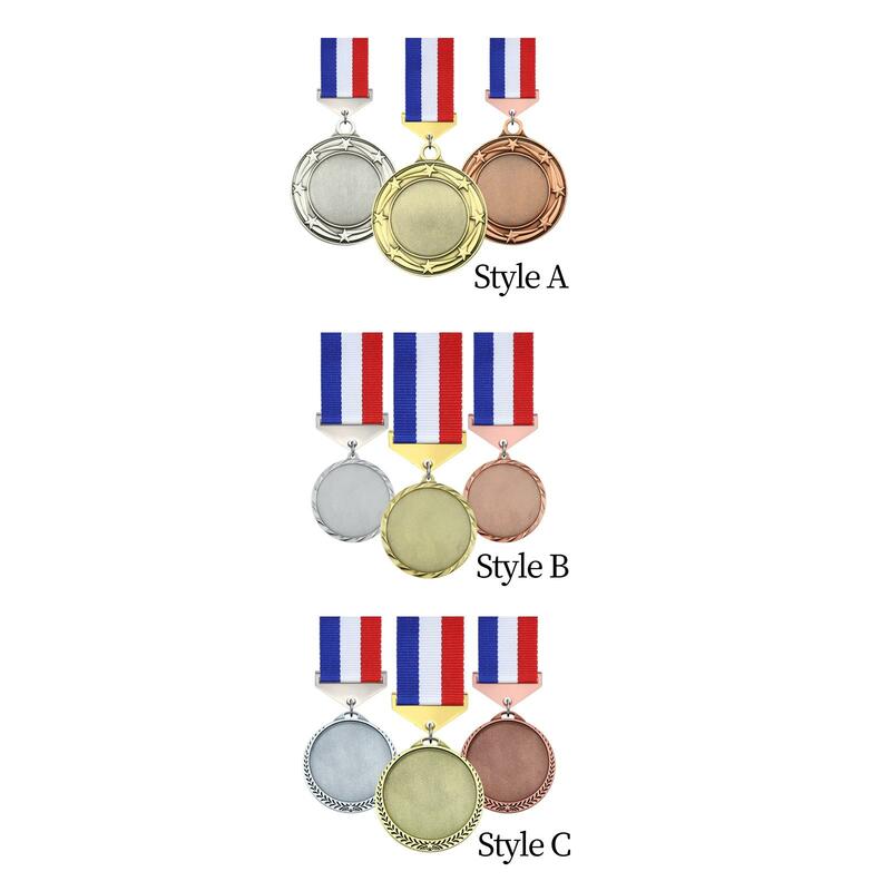 3 pezzi medaglie vuote in lega di zinco con nastri per eventi di Softball sport scolastici
