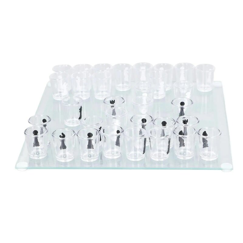Xadrez Set Shot Glass Game, durável, clara, festa, presente engraçado, Ideal para venda