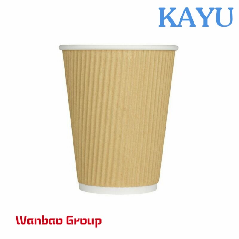 Custom  Takeaway Eco-Friendly 8oz 10oz 12oz 16oz Food Grade Printing Disposable Ripple Wall Paper Coffee Cup