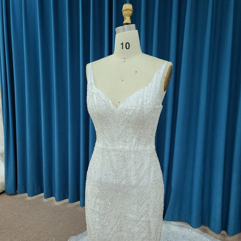 Vestido de casamento com Organza A-Line Zipper para noiva, cintas de espaguete, design popular, novo, 2022, LSSM031