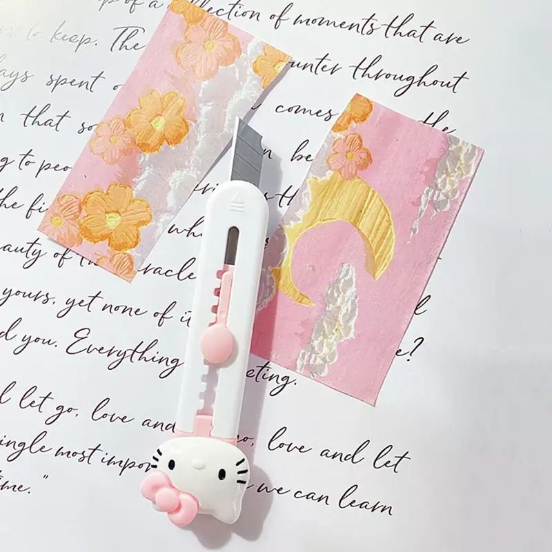 سكين قرطاسية على شكل حيوان كرتوني كاواي ، سكين جيب صغير متعدد الأغراض قابل للطي ، قلم إلكتروني ذاتي الصنع ، سكين فتح المغلف