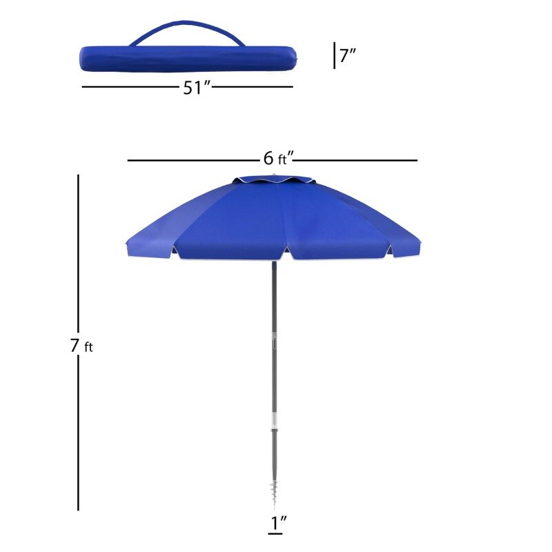 Pure Garden Outdoor Sunshade Canopy, 7 pés de alumínio, âncora de areia e proteção UV, azul