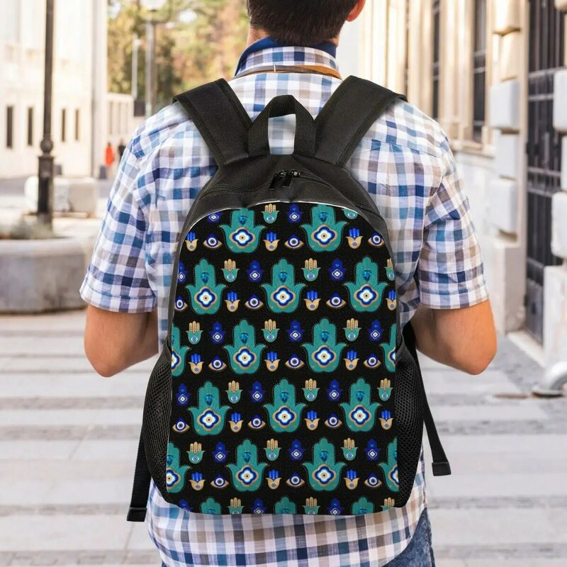 Nazar-mochila de viaje con símbolo de mal de ojo para hombre y mujer, morral personalizado para ordenador portátil, mochila para estudiantes universitarios