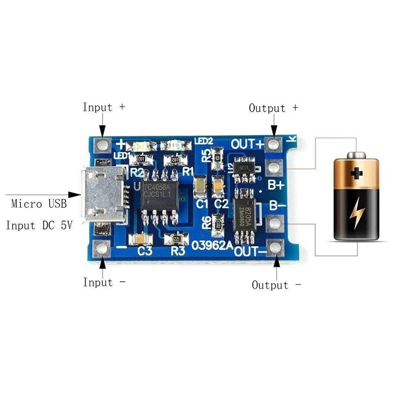 10pcs 5v 1a 18650 Lithium-Batterie-Lade karte tp4056 Lithium-Batterie-Lade karte Micro-USB-Lade modul schützen