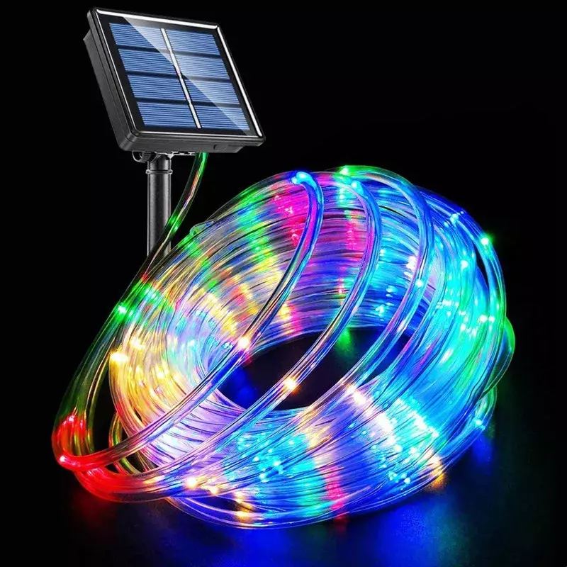 200/300 LEDs Solar Powered Rope Tube String Lights Outdoor Waterproof Fairy Lights Garden Garland For Christmas Yard Decoration