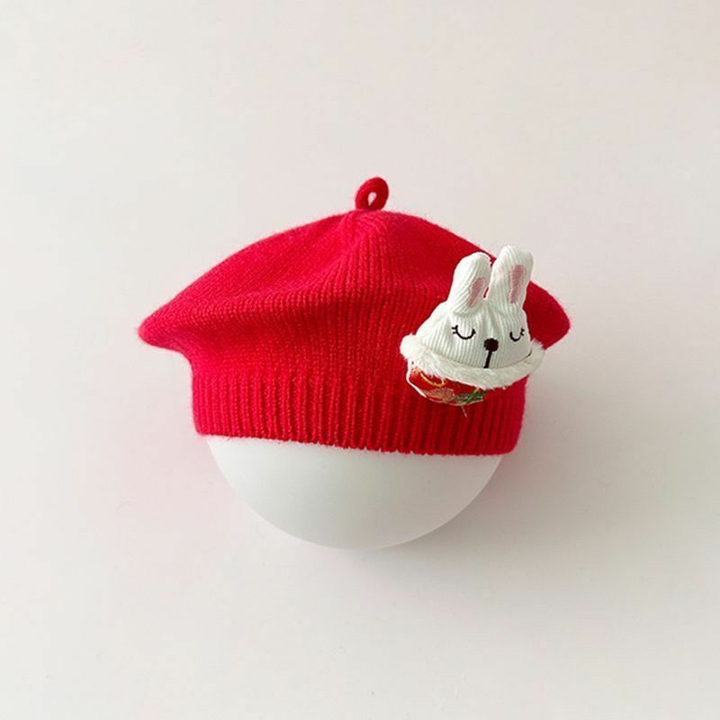 4 miesiące-3 lata czapki dla dzieci dzieci zimowi chłopcy dziewczyny czerwone wełniane berety chiński nowy smok rocznica malarz dziewiarski strój Tang
