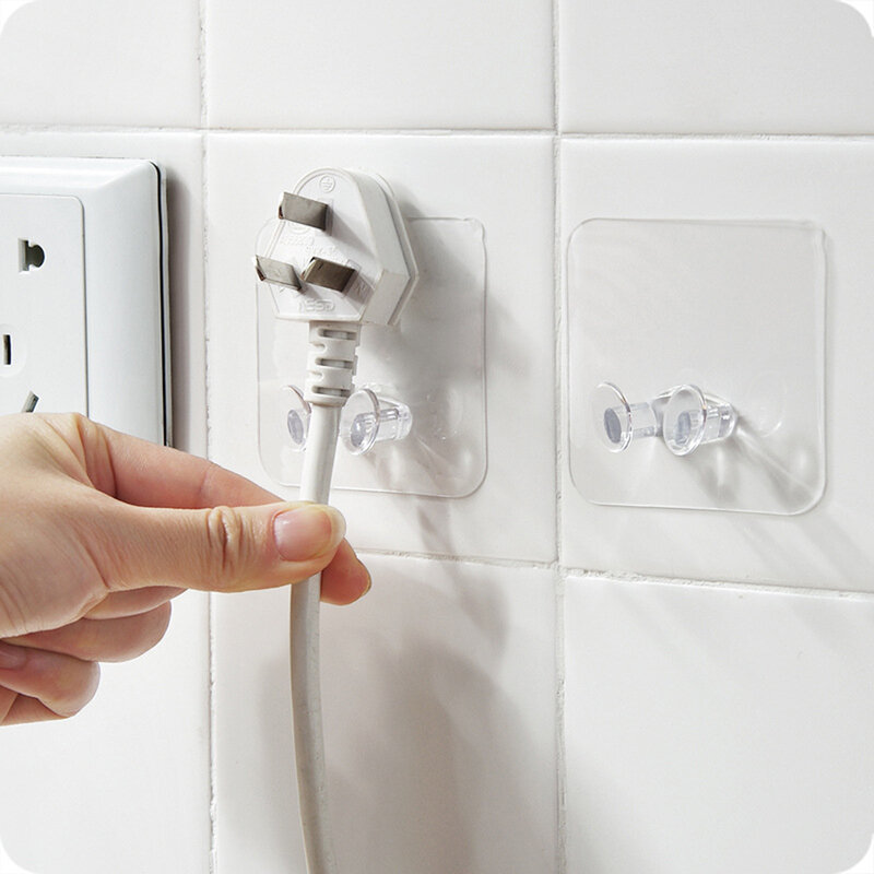 Haken Häkeln Transparent Starke Klebrige Wand Hängen Nagel-freies Haken Küche Bad Für Küche Haushälterin Auf Wand Cozinha