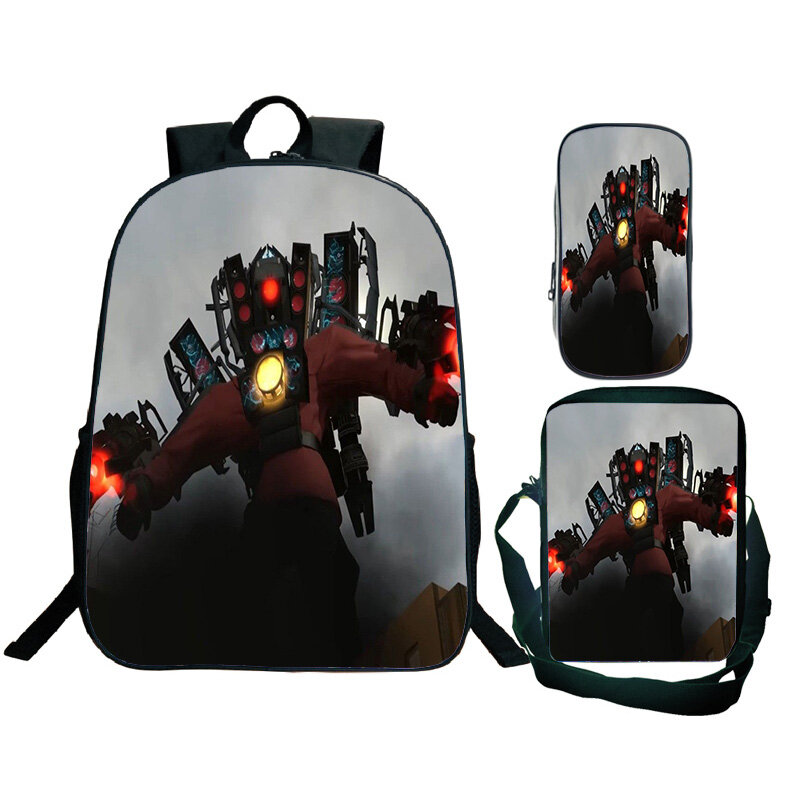 Набор из 3 шт. унитаза Skibidi, школьный ранец для подростков, дорожный аниме рюкзак для косплея, сумка для карандашей