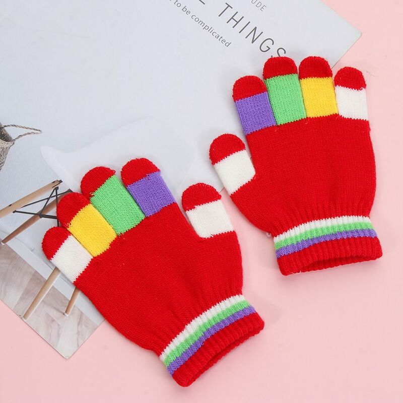 Chłopcy akrylowe dla dzieci akcesoria dziecięce pełne mitenki rękawiczki z dzianiny rękawice zimowe antypoślizgowe dla 5-8 lat