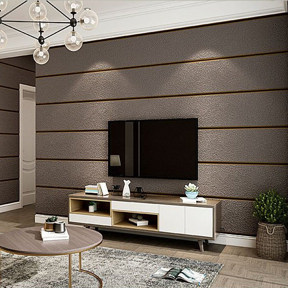 Rolo moderno Deerskin Velvet Wallpaper, tecido não tecido, listra 3D, sala de estar, quarto, TV fundo, adesivos de parede, 9,5 m