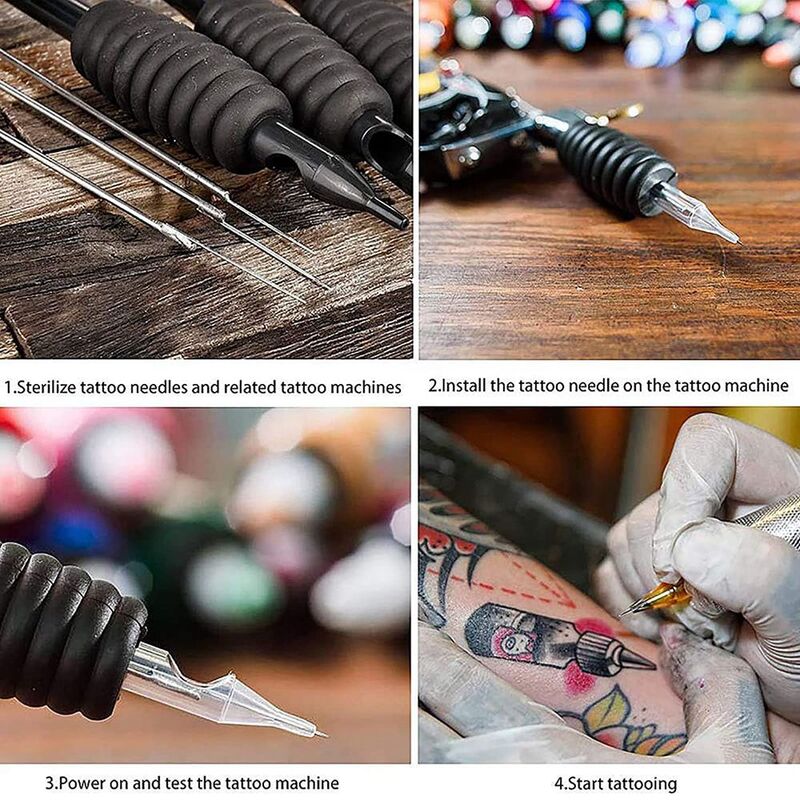 Agujas desechables para tatuaje, suministro de maquillaje permanente, esterilizadas, RL, RS, RM, M1, 5/10/20/50 piezas, 0,35mm