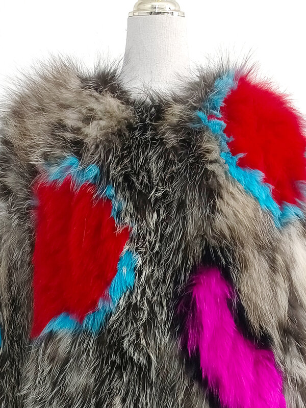 Abrigo de piel de zorro real tejido de estilo clásico para mujer, abrigo largo de piel de color, abrigo cálido a la moda de 120cm