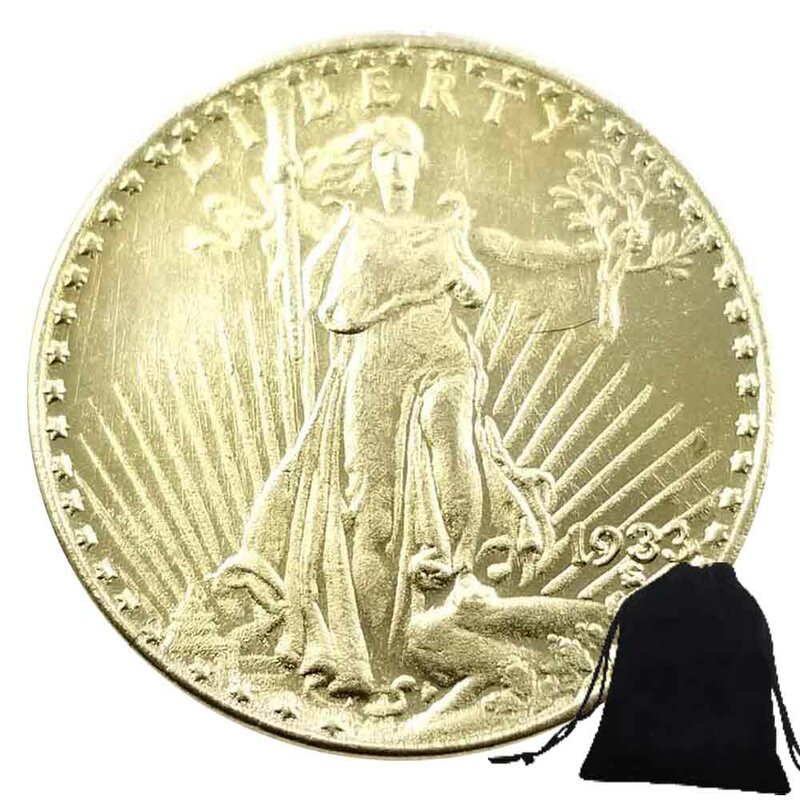 Luxury 1933 US Liberty Twenty-Dollars Fun Couple Art Coin/Nightclub Decision Coin/Good Luck Commemorative Pocket Coin+Gift Bag