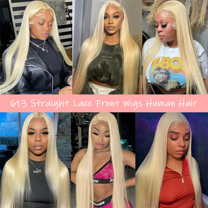 38 Inch 613 Hd Lace Frontal Wig  Blonde Lace Front Wig Human Hair 13x4 Honey Blond Straight Human Hair Colored Wigs For Women